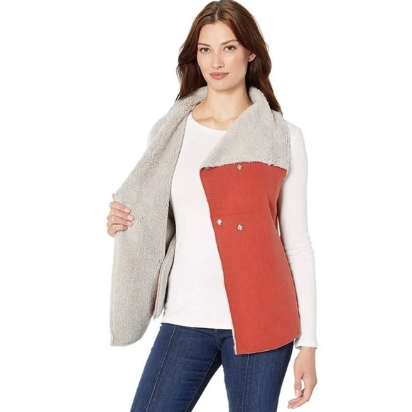 dylan Microfleece Wrap Faux Shearling Lined Vest With Pockets Womens XL - Picture 4 of 14